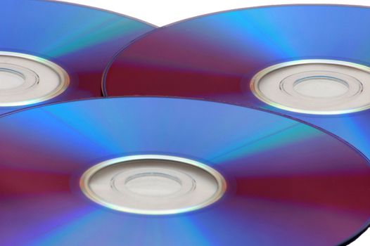 blue dvd compact discs isolated on the white background