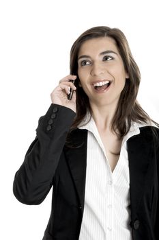 Portrait of a happy businesswoman talking on her mobile phone