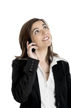 Portrait of a young beautiful businesswoman talking on her mobile phone