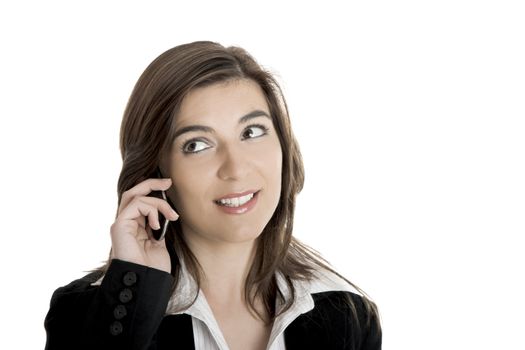 Portrait of a young beautiful businesswoman talking on her mobile phone