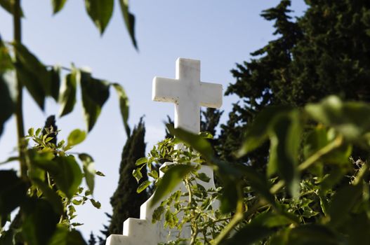 Stone cross in a catholic cemetery, Portugal