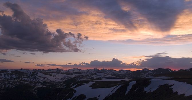 Sunset over the Never Summer Mountains from Trail Ridge - Rocky Mountain National Park