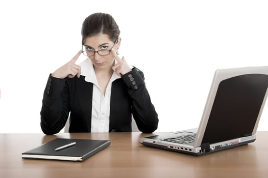 Beautiful business woman working with a laptop