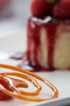 Closeup of sugar decoration used to decorate the plate with dessert