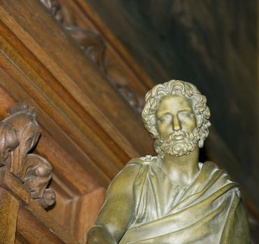 The antique philosopher (a sculpture in in palace library) - Italy XVII dtr