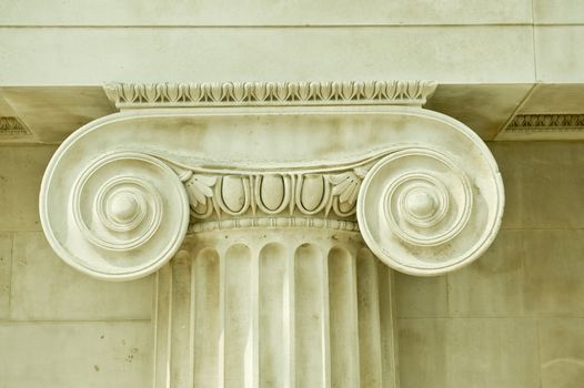 Corinthian antique column In an interior British museum 