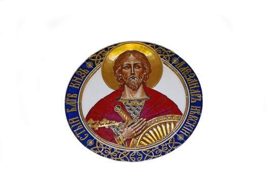 The icon of saint Alexander Nevsky on the wall of church