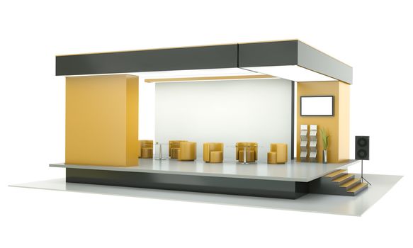 Empty exhibition stand. 3D render.