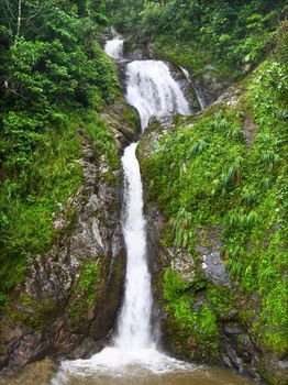 Beautiful Dona Juana Falls in the Cordillera Central rainforests of Puerto Rico.