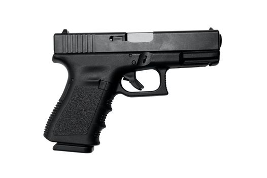 Image of a high quality semi auto handgun on white with a cliiping path