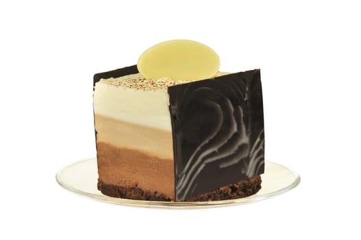 Chocolate cake on the white isolated background
