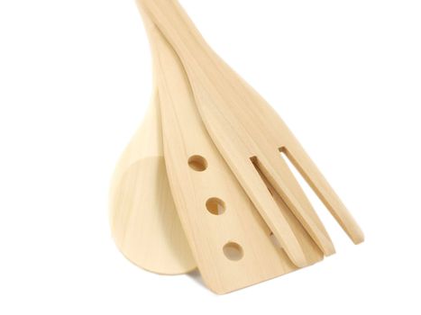 Group of wooden spatulas, isolated towards white background