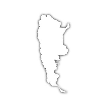 white map of argentina on black shadow