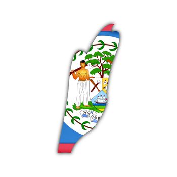 map and flag of belize with shadow on white background