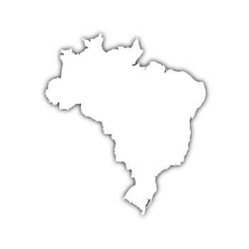 white map of brazil on black shadow