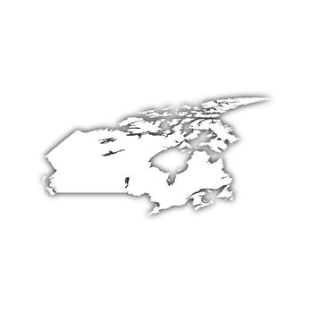 white map of canada on black shadow