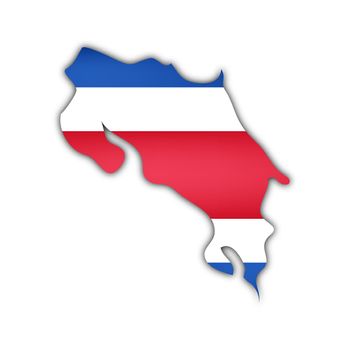 map and flag of costa rica with shadow on white background