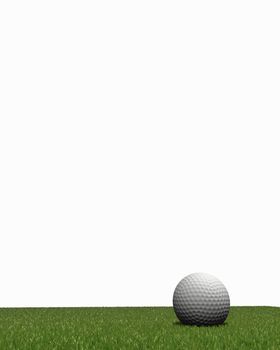 3d rendered golf ball on green grass with white background