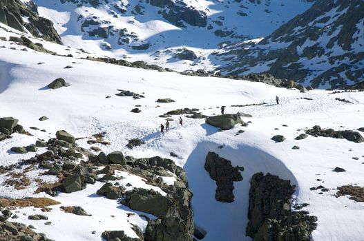 snow gredos mountains in avila spain