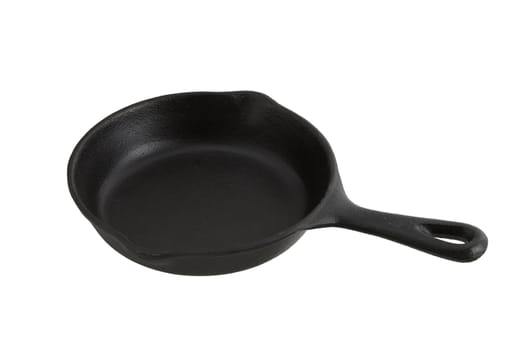 Black frying pan from cast iron isolated on white background