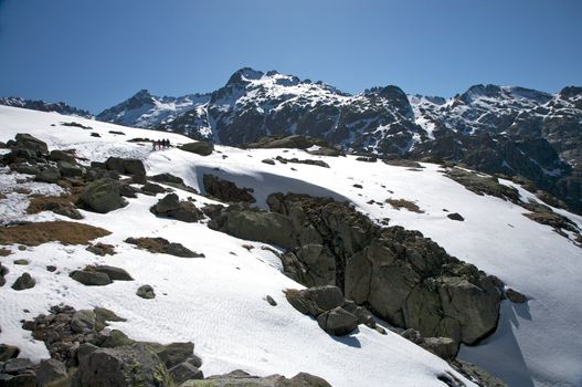 snow gredos mountains in avila spain