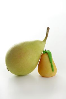 Pears over white background studio shoot