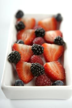 Strawberryes dessert at studio white background