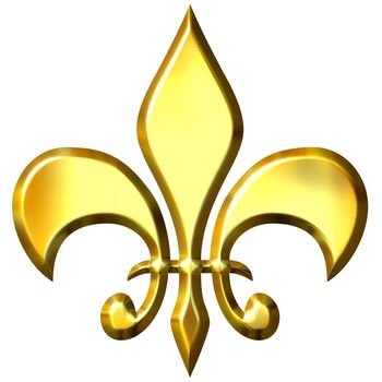 3d golden fleur de lis isolated in white