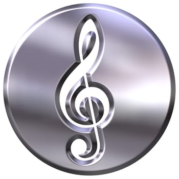 3d silver framed treble clef isolated in white