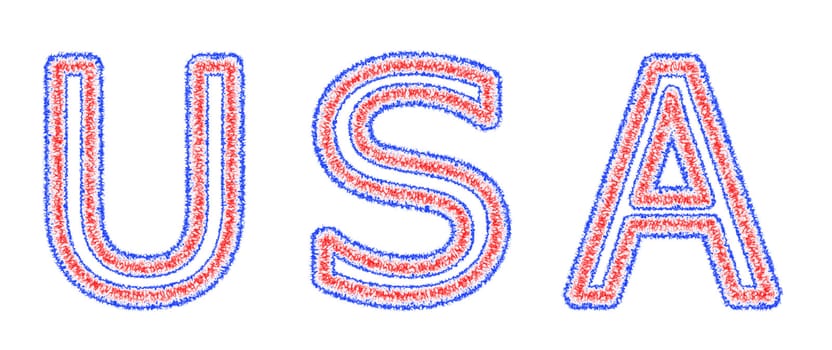 USA written with national colors