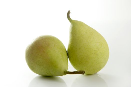 Pears over white background studio shoot