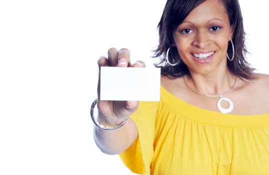 an Attractive Young Business Woman in casual fashion on white background