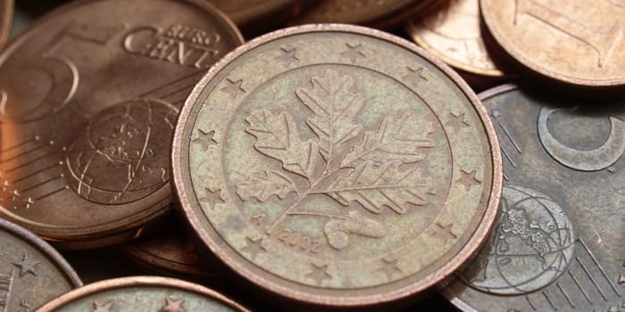 Range of Euro coins useful as a background