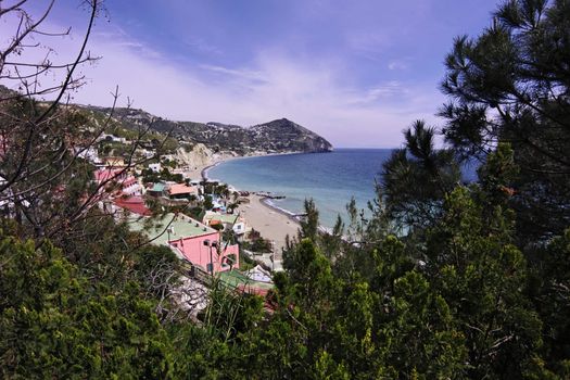 ITALY, Campania, Ischia island, S.Angelo, view of S.Angelo beach