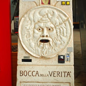 Bocca Della Verita or Mouth Of Truth close view

