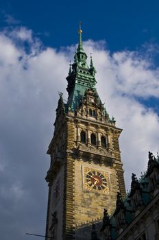 famous town hall in the center of Hamburg