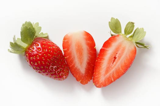 Strawberry macro detail. studio shot white background