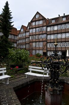 beautiful old frame houses in the city center of Hamburg