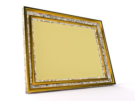 Yellow photoframe on white background