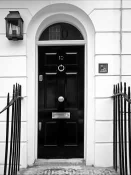 A traditional entrance door of a British house