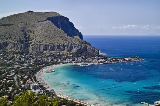 ITALY, Sicily, Palermo, view of Mondello and Tirrenian sea