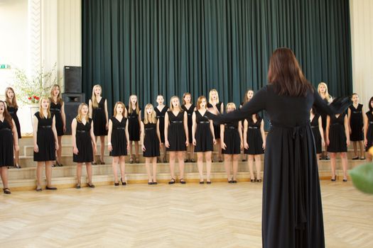 JELGAVA, LATVIA - MAY 08 : Choir SPĪGO performs onstage at Local Choir Competition 2011 May 08, 2011 in Jelgava, LATVIA 