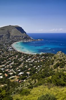 ITALY, Sicily, Palermo, view of Mondello and Tirrenian sea