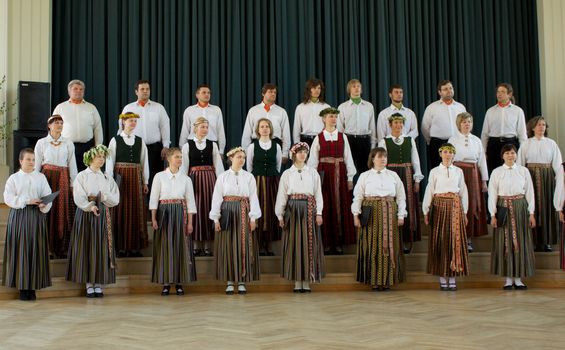 JELGAVA, LATVIA - MAY 08 : Choir performs onstage at Local Choir Competition 2011 May 08, 2011 in Jelgava, LATVIA