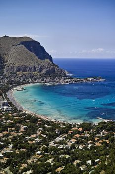 ITALY, Sicily, Palermo, view of Mondello and Tirrenian sea