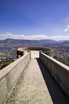 ITALY, Sicily, Palermo, panoramic view of the city and the port seen from the Utvegio castel, on Pellegrino mount