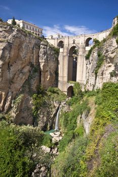 New bridge in Ronda, one of the famous white villages in Andalusia, Spain