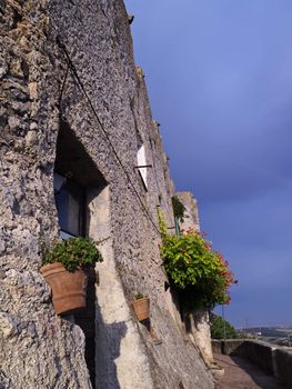Italy, Tuscany, Capalbio, private houses on the external walls