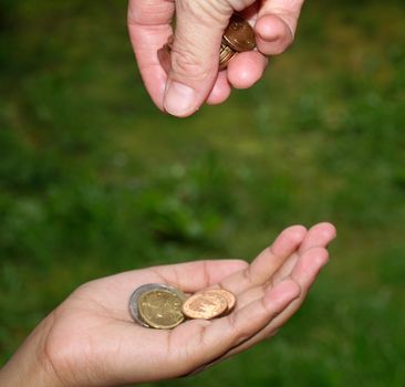 giving euro coins