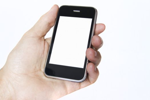 White screen on a Modern touch screen popular phone mobile